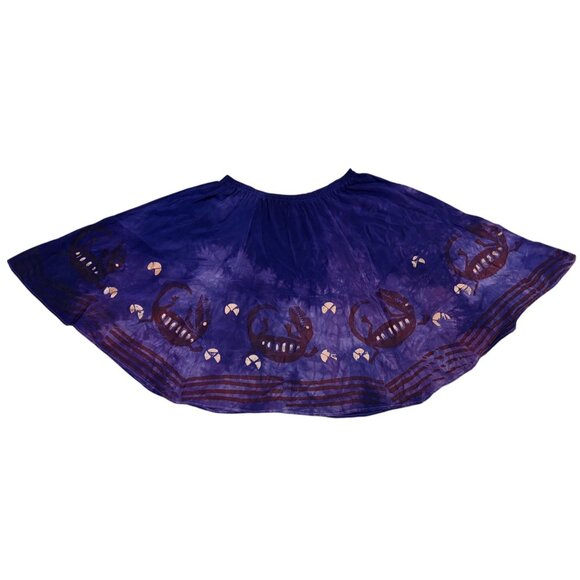 VTG Laise Adzer Silk Skirt 4X Lizards at Night Hand Painted Whimsygoth 100% Silk - Picture 4 of 5